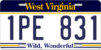 WV license plate 1PE831
