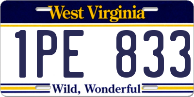 WV license plate 1PE833