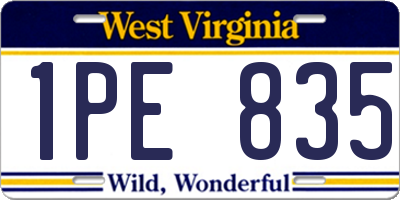 WV license plate 1PE835