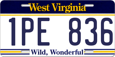 WV license plate 1PE836