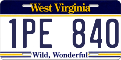WV license plate 1PE840