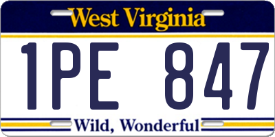 WV license plate 1PE847