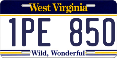 WV license plate 1PE850