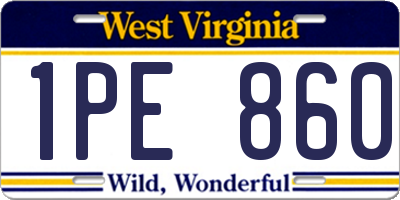 WV license plate 1PE860