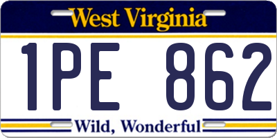 WV license plate 1PE862
