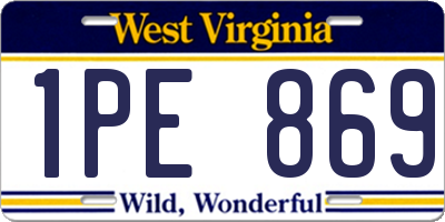 WV license plate 1PE869