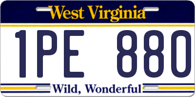 WV license plate 1PE880