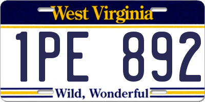 WV license plate 1PE892