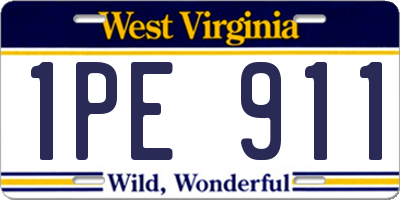WV license plate 1PE911