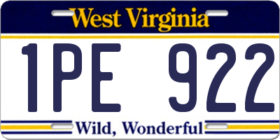 WV license plate 1PE922