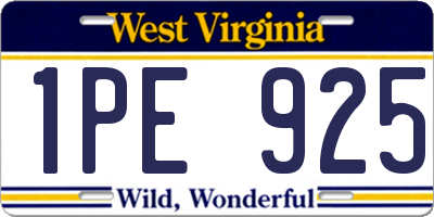 WV license plate 1PE925