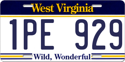 WV license plate 1PE929