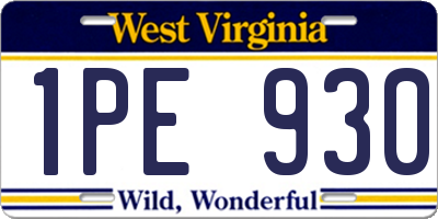 WV license plate 1PE930