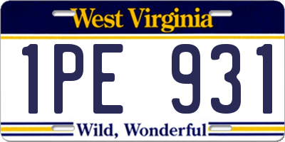 WV license plate 1PE931