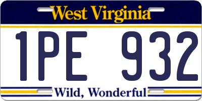 WV license plate 1PE932