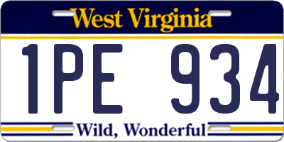 WV license plate 1PE934