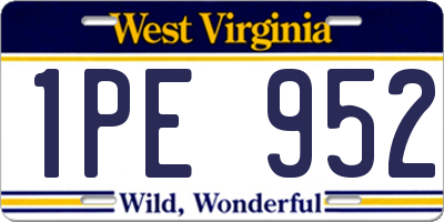 WV license plate 1PE952