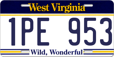 WV license plate 1PE953