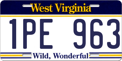 WV license plate 1PE963