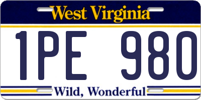 WV license plate 1PE980