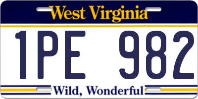 WV license plate 1PE982