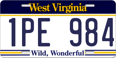 WV license plate 1PE984