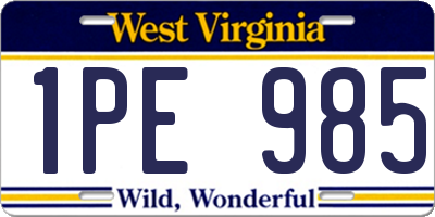 WV license plate 1PE985