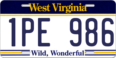 WV license plate 1PE986