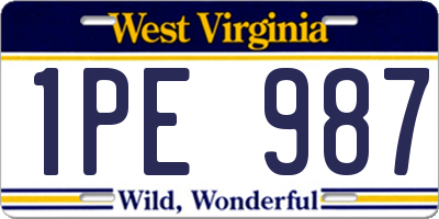 WV license plate 1PE987