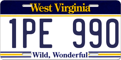 WV license plate 1PE990