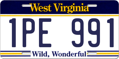 WV license plate 1PE991