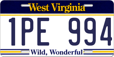WV license plate 1PE994
