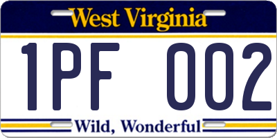 WV license plate 1PF002