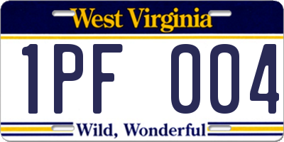 WV license plate 1PF004