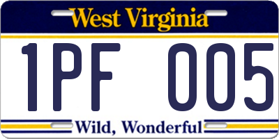 WV license plate 1PF005