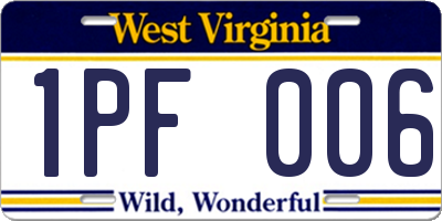 WV license plate 1PF006