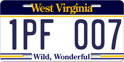 WV license plate 1PF007