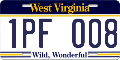 WV license plate 1PF008