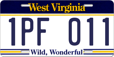 WV license plate 1PF011