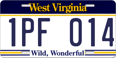 WV license plate 1PF014