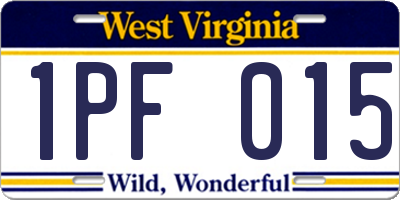 WV license plate 1PF015