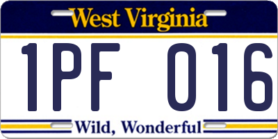 WV license plate 1PF016