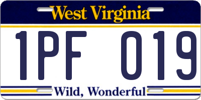 WV license plate 1PF019