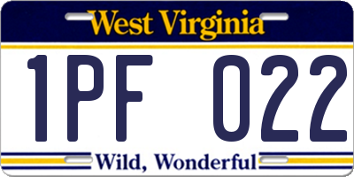 WV license plate 1PF022