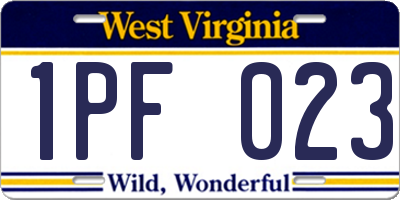 WV license plate 1PF023