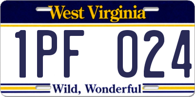 WV license plate 1PF024