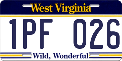 WV license plate 1PF026