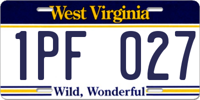 WV license plate 1PF027