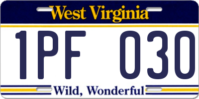 WV license plate 1PF030