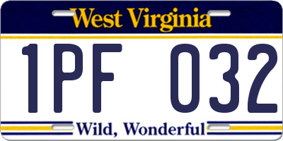 WV license plate 1PF032